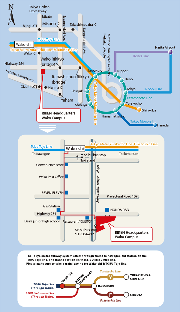 Image of RIKEN Wako Area Map