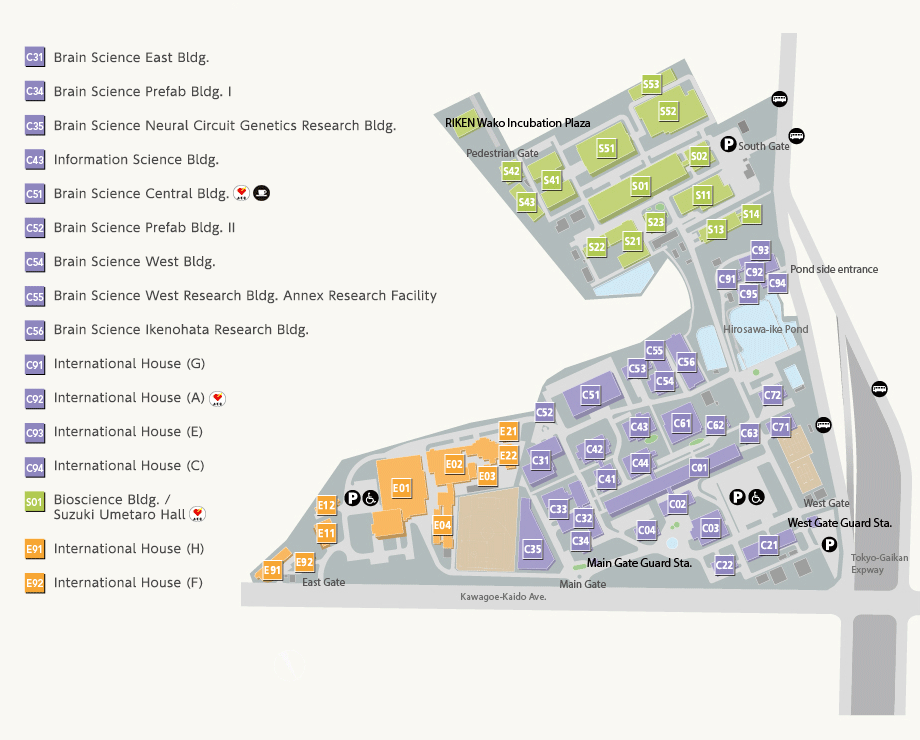 Image of RIKEN Wako Campus Map