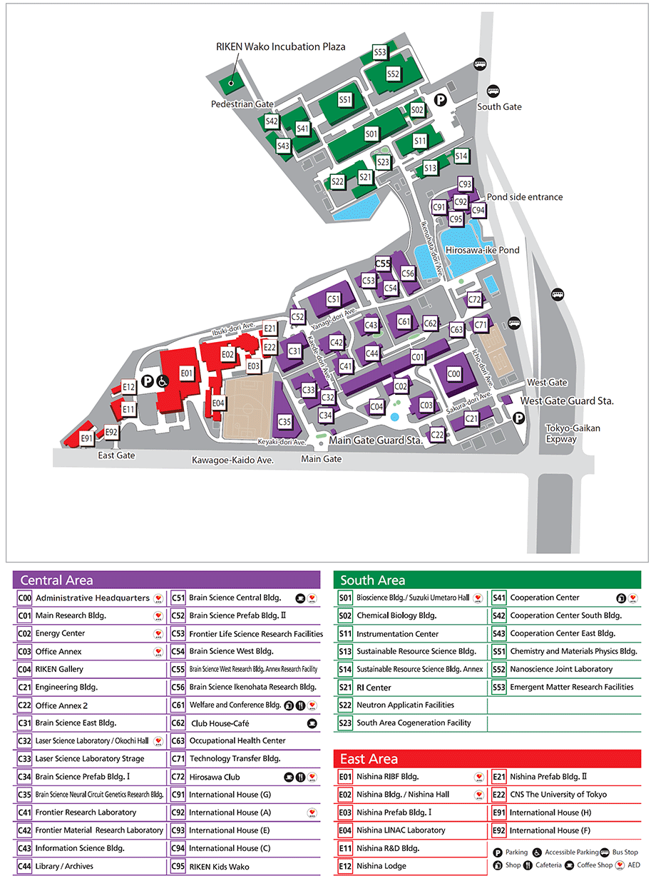 Image of RIKEN Wako Campus Map