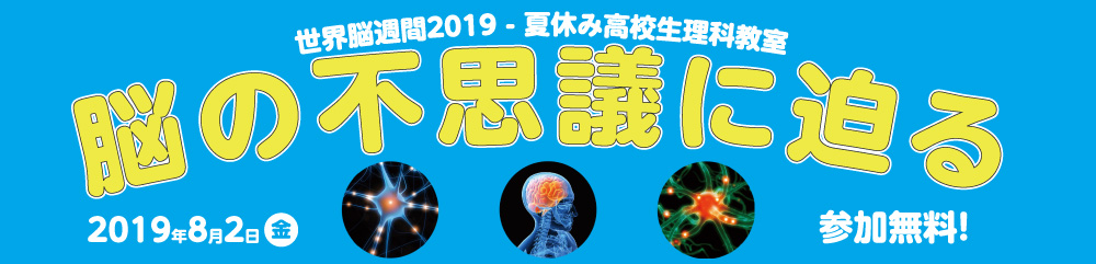世界脳週間2019 - 夏休み高校生理科教室　脳の不思議に迫る